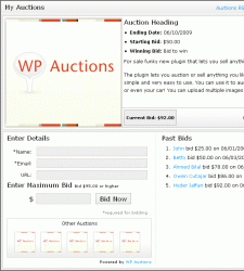 wp auctions popup screenshot