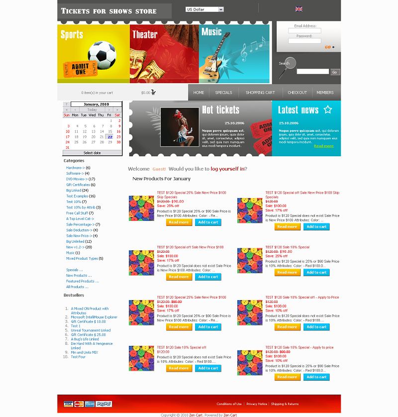 Premium Zen Cart Entertainment Store Templates