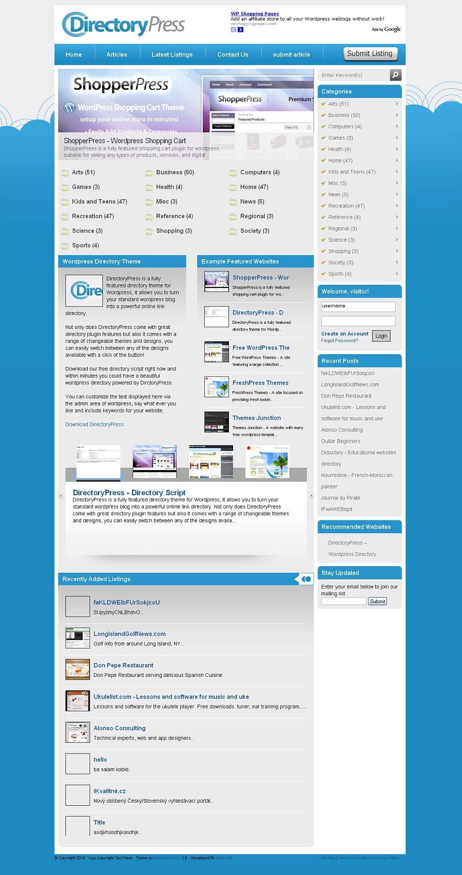 DirectoryPress Responsive, HTML5 Wordpress Link Directory Theme