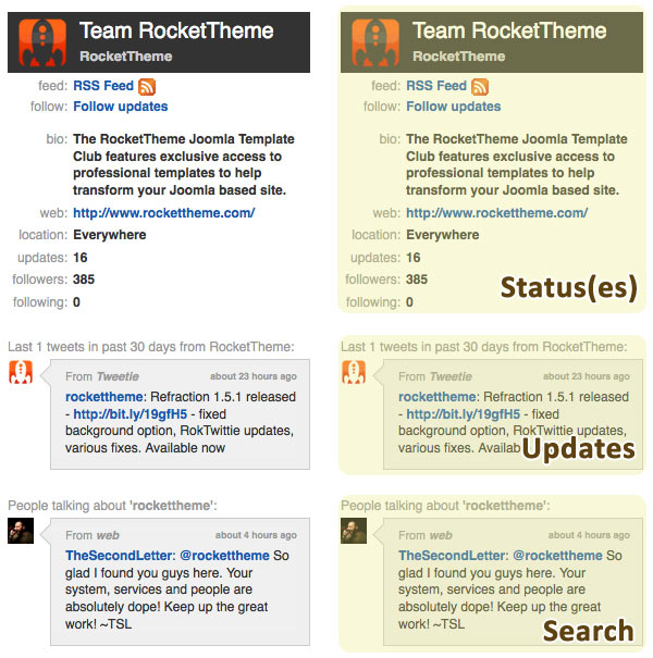 RokTwittie – Joomla Real Time Twitter Module