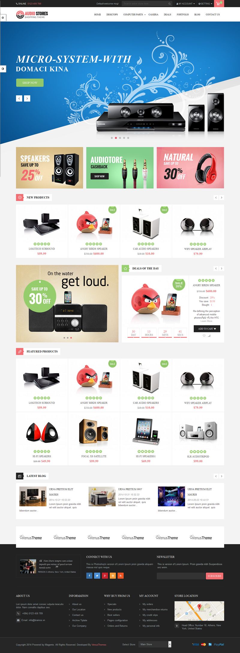 Ves Audio Store Responsive Magento Digital Store Theme