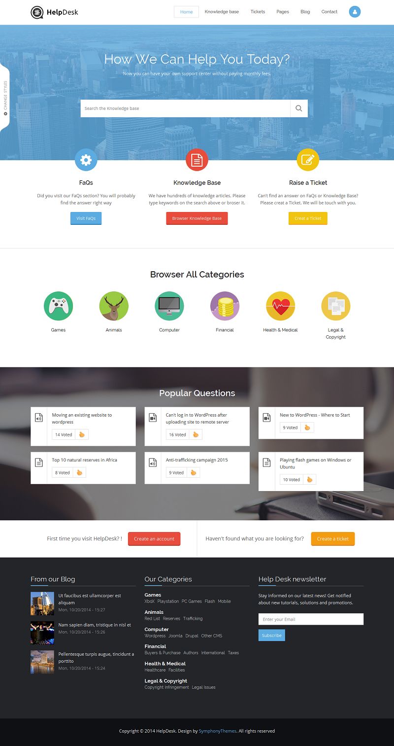 HelpDesk Responsive Drupal Support Ticket, Knowledgebase Theme